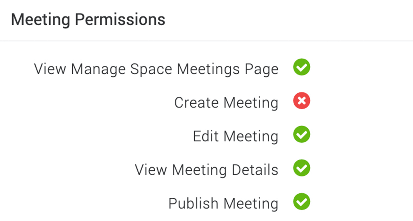Meeting Permissions and Space Role options