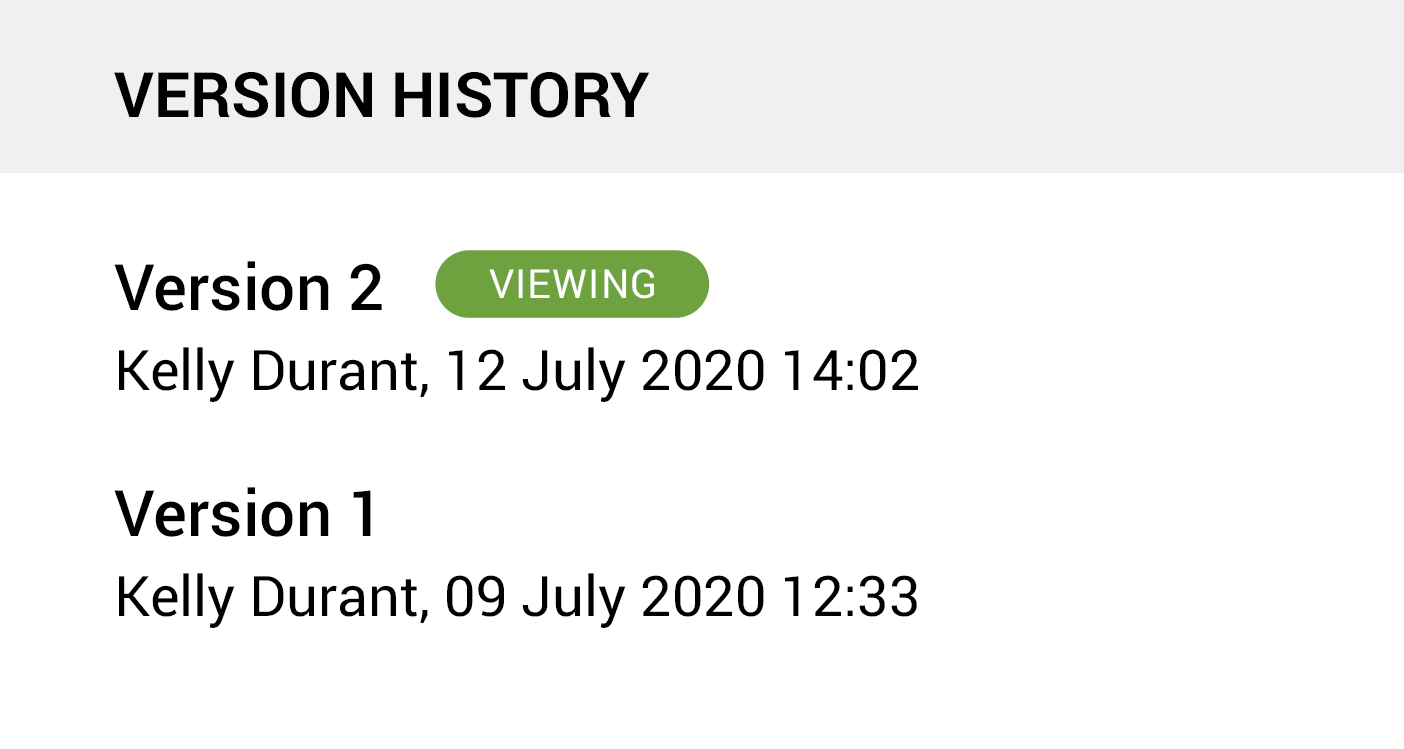 Version history example